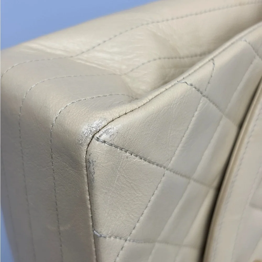 Chanel single flap lambskin beige square chain bag - Picture 10 of 12